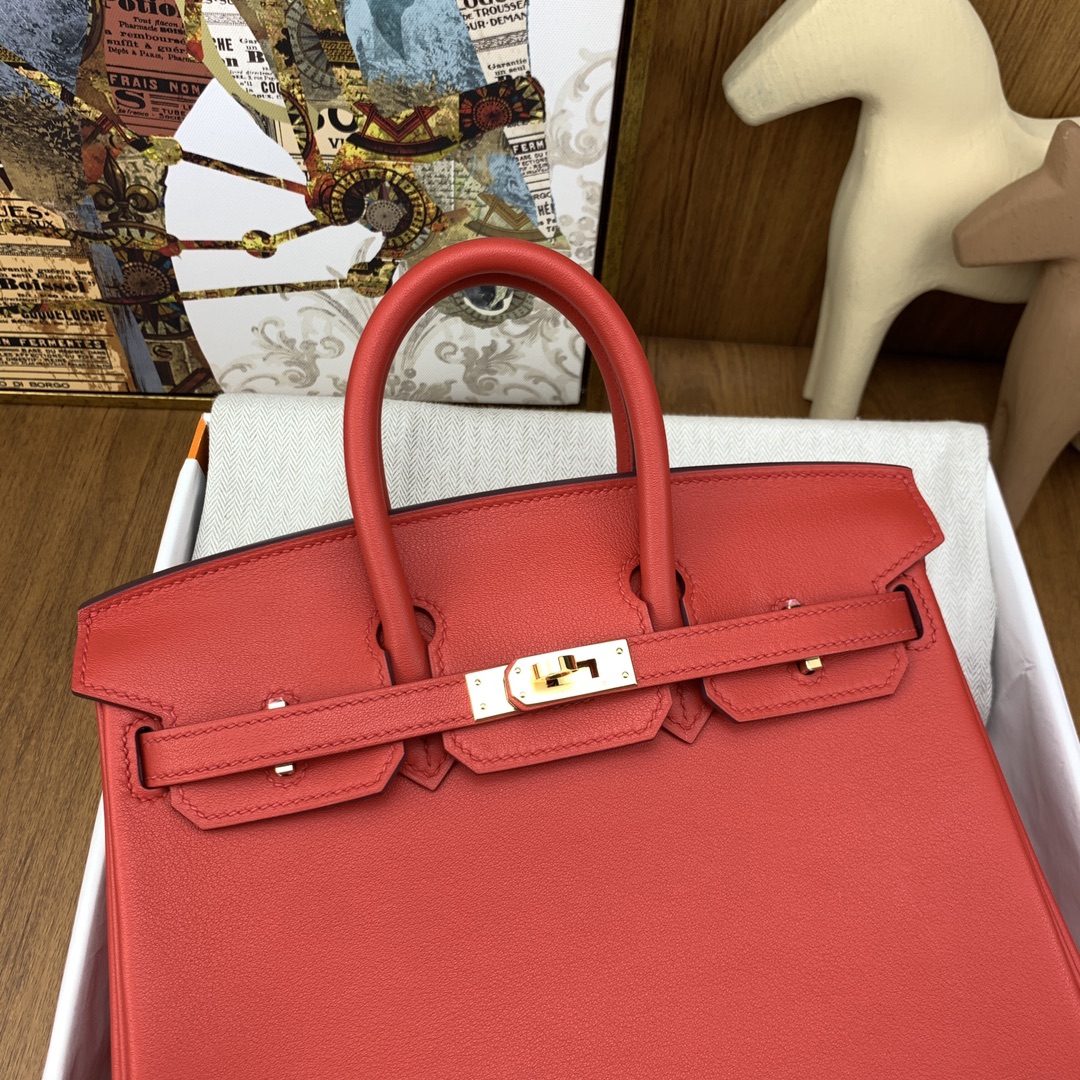 Hermes Birkin 25CM Swift Leather Handbag Red